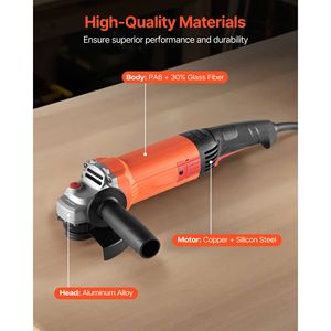 High Speed 5\" Electric Angle Grinder 10Amps 10000RPM <b>Power</b> <b>Tool</b> with 230 Degrees Adjustable Dus 710W" Corded Angle Grinders - Product Image 5