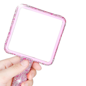 Espejo de Maquillaje Compacto con Diseño de Corazón y Diamantes, Espejo de Princesa para Pestañas, Espejo de Mano de Una Sola Cara para Pestañas - Product Image 4