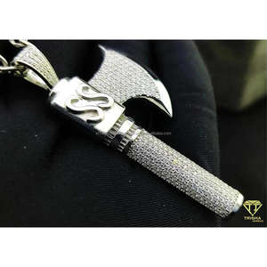 Collar de Hacha con Diamantes Cultivados en Laboratorio VVS, Chapado en Oro, con Plata de Ley 925, Accesorio de Moda Premium - Product Image 5