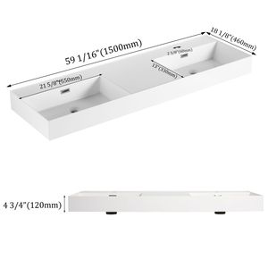 Lavabo de Resina para Baño de 60 Pulgadas (GRB60120DMO) - Product Image 3