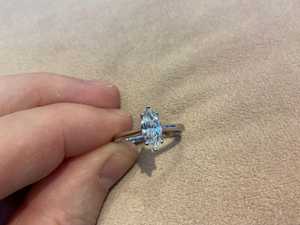 Sparkly Moissanite 2CT Marquise Cut Diamond <b>Solitaire</b> <b>Ring</b> For Women's original 925 <b>Silver</b> You and Me Promise Gift For Lovers - Product Image 2