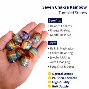 ชุดคริสตัลบำบัดธรรมชาติเจ็ดจักระ หินเจียรขัดเงาแบบหลายชั้น สำหรับการทำสมาธิเรกิ ปรับสมดุลพลังงาน ขายส่ง - Product Image 2