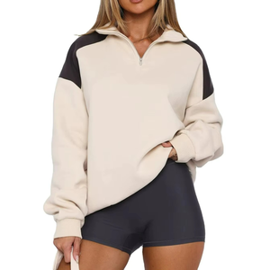 <b>Women's</b> Clothing Sweatshirt Autumn and Winter Long Sleeved Knitted Top Loose Casual Contrasting Color Hoodie OEM - Product Image 1