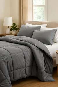 Lit double Queen Size moderne en polyester/coton de luxe 500TC, écologique, organique, résistant à l'eau, toutes saisons, en laine double face - Product Image 3