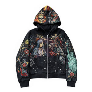 Sudadera con Capucha Personalizada de Algodón 100% con Estampado Gráfico DTG, Gruesa, de 400 g/m², con Pedrería, Ecológica, para Invierno - Product Image 3