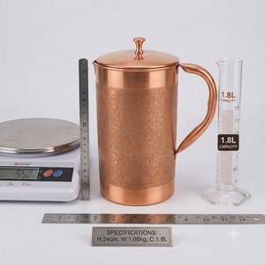 Carafe à eau en laiton de qualité supérieure, faite à la main, gravée, pichet de service décoratif en métal pour table à manger, cuisine, hôtel, restaurant - Product Image 5