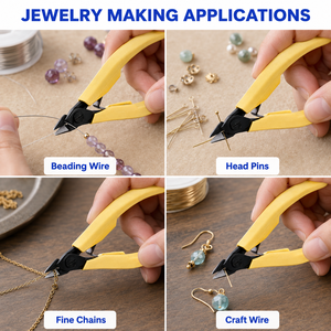 Alicates de Corte de Joyería Profesionales de Acero Inoxidable, Cortador de Alambre de Precisión, con Resorte, Ergonómicos, con Mangos Amarillos para Bricolaje - Product Image 4
