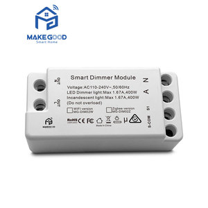 MakeGood Interruptor de Luz Inteligente con Control Inalámbrico, Lámpara LED Halógena Incandescente, Módulo Atenuador Zigbee, Aplicación Tuya, Estándar, Reino Unido, 400W - Product Image 1