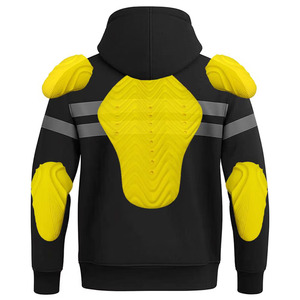 Sudadera con capucha personalizada para motociclistas con diseño de cinta reflectante, completamente forrada en aramida, con armadura de nivel 2 CE, con cierre de cremallera, color negro. - Product Image 6