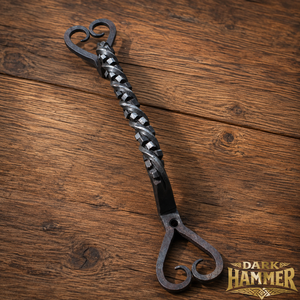 Hand Forged Wrought Iron Twisted <b>Barn</b> <b>Door</b> Handle Heavy Duty Rustic Gate Pull Matte Black Heart Base Cabinet Drawer <b>Hardware</b> - Product Image 2