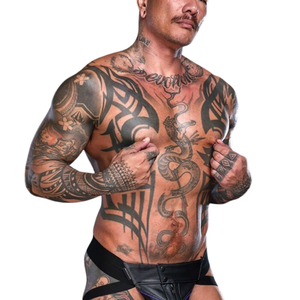 Jockstrap de Cuero para Hombre, Estilo Deportivo, con Ribete Morado, Ropa Interior Fetiche de Cuero Premium, Tirantes Ajustables - Product Image 5