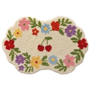 Floral Embroidered Cotton <b>Bath</b> <b>Mat</b> Novelty Shape <b>Non</b>-<b>Slip</b> Rubber Backing Home Use Cut Pile PET Friendly Reversible Home Hotel - Product Image 4