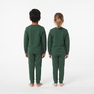 Conjunto Deportivo de Felpa de Algodón para Niños, Diseño Personalizado, Sudadera con Capucha y Pantalones Deportivos de Color Verde Sólido, Logotipo Personalizado, Ropa de Invierno - Product Image 2