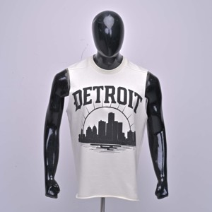 Débardeur en coton sans manches pour homme, qualité supérieure, imprimé skyline de Detroit, col rond, coupe décontractée, jersey respirant - Product Image 1