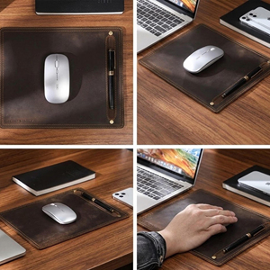 Bloc-notes de luxe classique en cuir véritable fait main, résistant à l'eau, léger, avec base en daim antidérapante, personnalisé pour cadres - Product Image 6