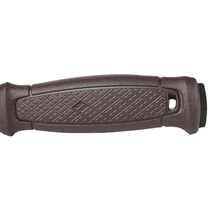 Cuchillos de exterior de hoja fija marrones con hoja de acero plateado, agarre texturizado de diamante, funda de cuero marrón y presilla para cinturón para camping y senderismo - Product Image 4