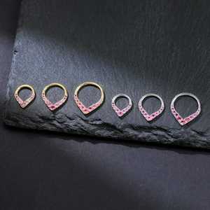 Pendiente de Aro Clicker de Turmalina Rosa, Plata de Ley 925, Chapado en Oro de 14K, Joyería para Cartílago, Hélice y Septum, Piedra de Nacimiento - Product Image 6