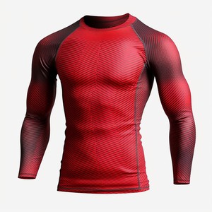 Men's Compression Shirts <b>Long</b> <b>Sleeve</b> Dry Workout BJJ Rash Guard MMA Quick Dry Athletic Compression Tops Men <b>Undershirts</b> OEM ODM - Product Image 2