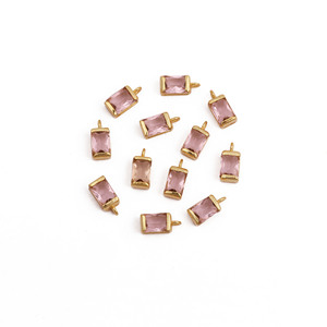 Connecteur rectangulaire en quartz morganite rose plaqué or pour bijoux faits main – Vente en gros - Product Image 2