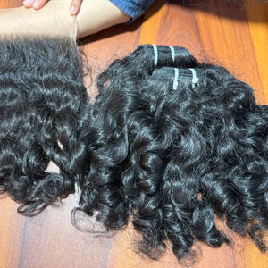 Cheveux humains naturels indiens bruts bouclés pour bébés, avec frontal - Product Image 1