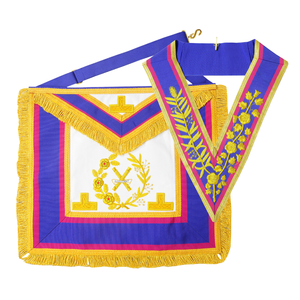 Conjunto de Regalia Masónica Mark Grand Full Dress: Mandil y Collar con Bordado a Mano de Hilo Dorado, Paquete de Regalia Ceremonial - Product Image 1
