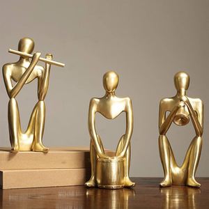 Ornements abstraits en métal de luxe représentant des musiciens et des penseurs - Ensemble de 3, idéal pour les cadeaux de luxe, la décoration du salon ou les cadeaux d'entreprise - Product Image 1