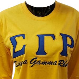 Camiseta Personalizada de Manga Larga para Mujer con Logotipo de Letras Griegas Bordadas, Cuello Redondo, Estilo Casual Universitario, Ropa de Hermandad, Venta al Por Mayor - Product Image 2