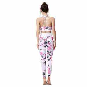 Conjunto Deportivo para Mujer, Leggings y Sujetador Deportivo, Transpirable, Sin Costuras, con Logotipo Frontal, Spandex/Poliéster, Dos Piezas, Ropa Deportiva para Gimnasio - Product Image 1