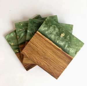 Classic Resin Decorative Solid Wood Eco-Friendly Square Tea <b>Coasters</b> Custom Mats & Pads with Insulation Feature Wooden <b>Coaster</b> - Product Image 5