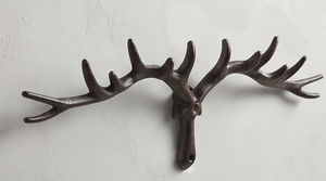 Premium Rustic Metal Deer Antler Wall <b>Hook</b> Heavy-Duty Wall Mounted Coat Rack Animal Pattern Decor - Product Image 2