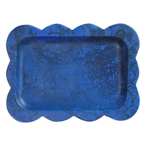 Plateau rectangulaire moderne en résine bleue, motif poli, compatible lave-vaisselle, multifonction, design contemporain pour table - Product Image 5