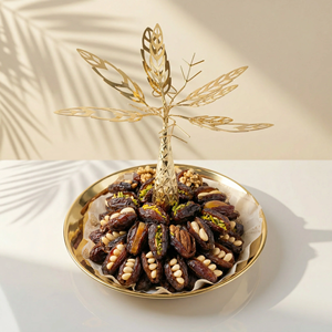 Bandeja Redonda Minimalista de Metal con Soporte de Palmera Dorada, Vajilla, Bandeja para Chocolate, para Bodas, Fiestas, Postres, Frutas Secas - Product Image 6
