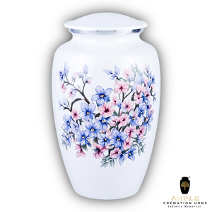 Urne funéraire en forme de fleur de cerisier blanche pour cendres humaines adultes, urne commémorative de 10 pouces - Product Image 1