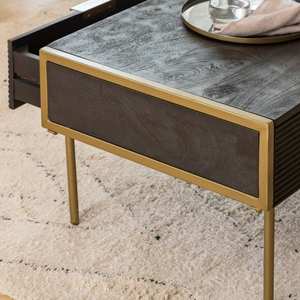 Mesa de centro Vandana Elara Merino en madera de mango y metal dorado - Product Image 4