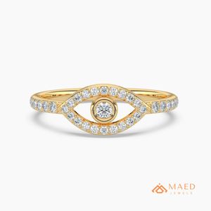 Gold <b>Eye</b> Halo <b>Ring</b> for Women Elegant Round Cut Engagement <b>Ring</b> MinimalistJewelry Gift Daily Wear USA Style - Product Image 1