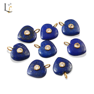 Pendentif Cœur Sculpté en Lapis Lazuli Naturel, Argent Sterling 925, Incrustation de Zircon, Breloque en Pierre Précieuse Lapis, Vente en Gros, Bijoux Fins en Gros - Product Image 5
