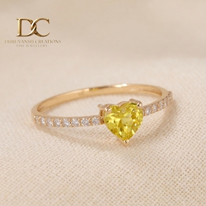 แหวนผู้หญิงคุณภาพสูง ทองคำแท้ 14KT ประดับเพชรเลี้ยงในห้องปฏิบัติการและไพลินสีเหลือง ดีไซน์เรียบหรู รับรองโดย IGI เครื่องประดับชั้นดี - Product Image 2