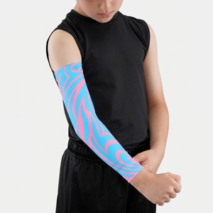 Manguitos de manga larga para mujer, azul y rosa, con estampado geométrico digital, poliéster UPF50+ - Product Image 2
