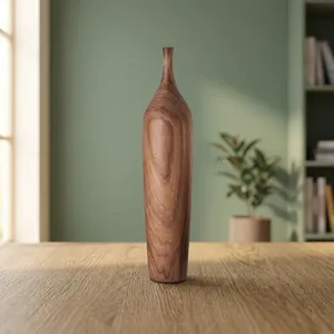 Wooden Tall Flower <b>Vase</b> Decorative Floor <b>Standing</b> <b>Vase</b> Handmade Wood Home Decor Centerpiece - Product Image 4