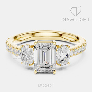Bague de fiançailles en or blanc 14 carats avec diamant de laboratoire de 1,01 carat, coupe radiante, bague de mariée, certifiée IGI, bijoux fins, cadeau pour femme - Product Image 3