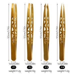 Juego de 4 Pinzas para Cejas de Acero Inoxidable Personalizadas, con Punta Recta Chapada en Oro, Precisión, Durabilidad y Estilo de Lujo - Product Image 2