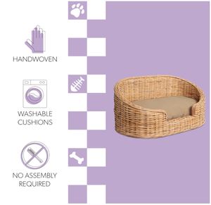 Artex Hai Nam Handwoven Eco-Friendly Soft Rattan Portable Pet Bed for Dogs/Cats/Rabbits <b>Removable</b> Washable Cushion - Product Image 4