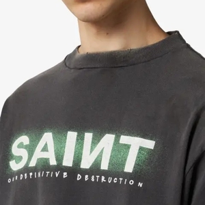 T-shirts de luxe Saint Men Hip Hop personnalisés de marque, imprimés graphiques de haute qualité, manches courtes, effet délavé vintage, vente en gros - Product Image 6