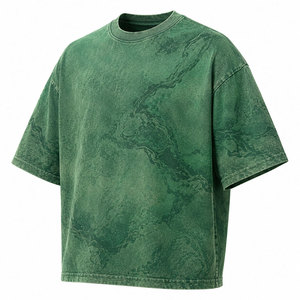 T-shirt élégant à épaules tombantes, effet délavé soleil, coupe décontractée et lavage vintage pour un style de vie moderne et décontracté - Product Image 1