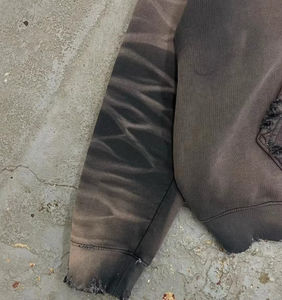 Sweats à capuche délavés et usés pour hommes, tendance 2026, en coton respirant, personnalisables avec votre logo, prix de gros - Product Image 6