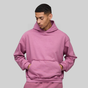 Custom Logo Oversized Hoodie <b>Men</b> Heavyweight Distressed Cotton Fleece Streetwear <b>Pullover</b> OEM Wholesale Manufacturer - Product Image 4