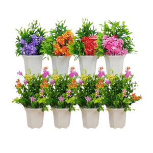 Plante de lavande artificielle dans un pot en plastique blanc de 18 cm, arrangement de fleurs artificielles réalistes, durable pour la décoration de la maison et du bureau - Product Image 6