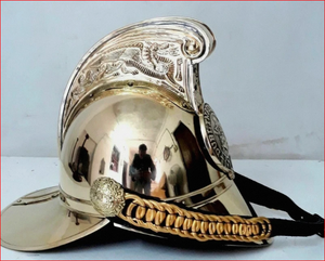 Casque de pompier antique en laiton, casque historique en laiton pour cosplay, accessoire de costume poli et électroplaqué - Product Image 4