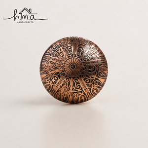 Handcrafted <b>Antique</b> Copper Engraved Cabinet <b>Knob</b> Ornate Decorative Drawer Pull Wardrobe <b>Door</b> Handle Furniture Accent - Product Image 1