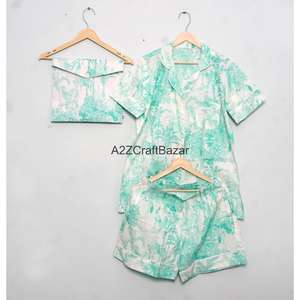 Conjunto de Pijama de Algodón Suave de Lujo Indio para Mujer, Ropa de Dormir Transpirable de Secado Rápido para Verano, Incluye Pantalones Cortos y Camiseta - Product Image 4